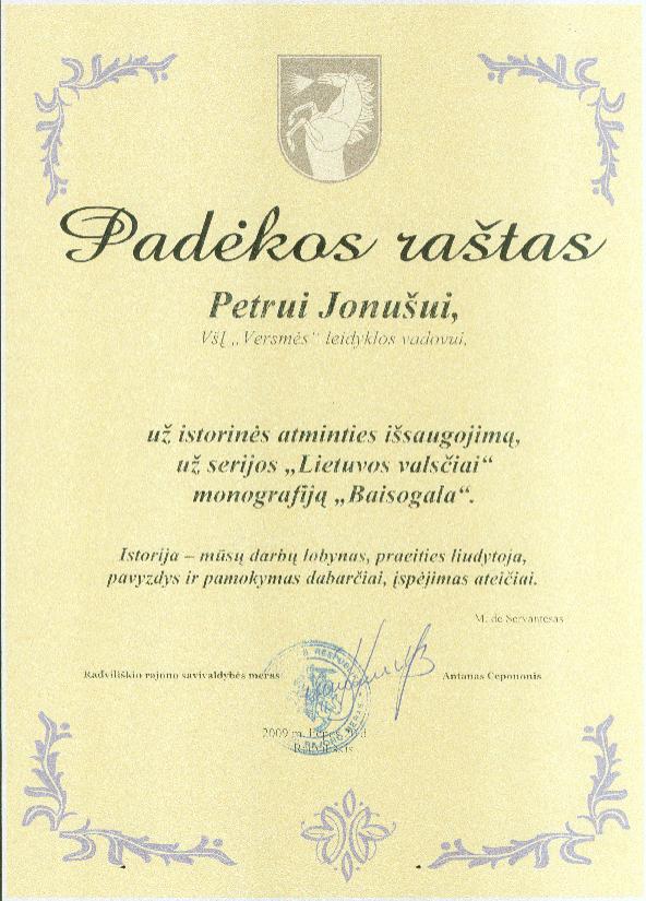 Padekos+Zodziai Radviliškio rajono savivaldybės mero Antano Čepononio padėkos ...